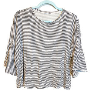ZARA Trafaluc Black Striped 3/4 Bell Sleeve Tops